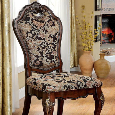 Vicente Traditional Side Chair, Cherry Finish, Set Of 2