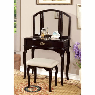Winnette Traditional Vanity Table With Stool, Espresso