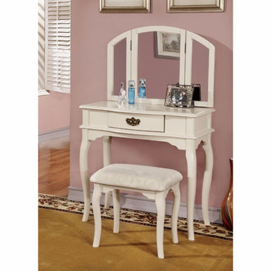 Winnette Traditional Vanity Table With Stool, White
