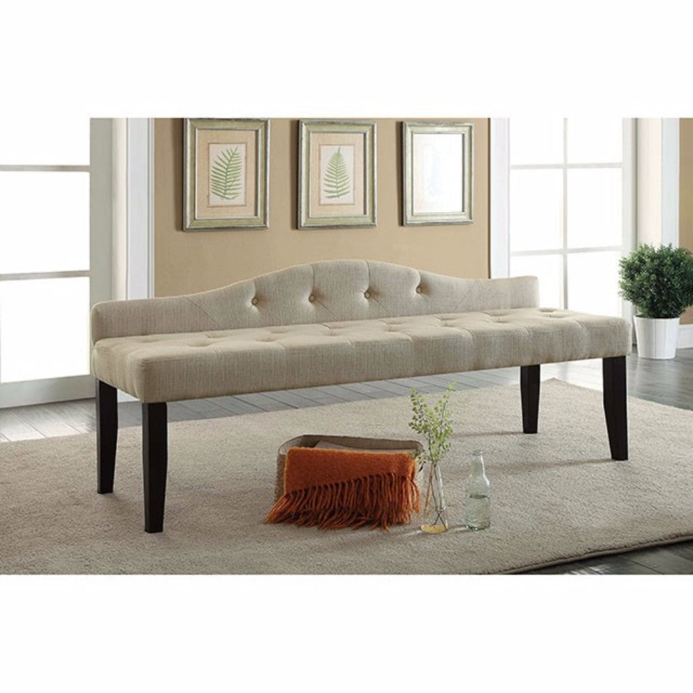 Alipaz Contemporary Large Bench, Ivory Finish