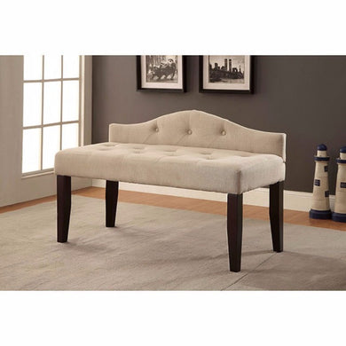 Alipaz Contemporary Small Bench, Ivory Finish