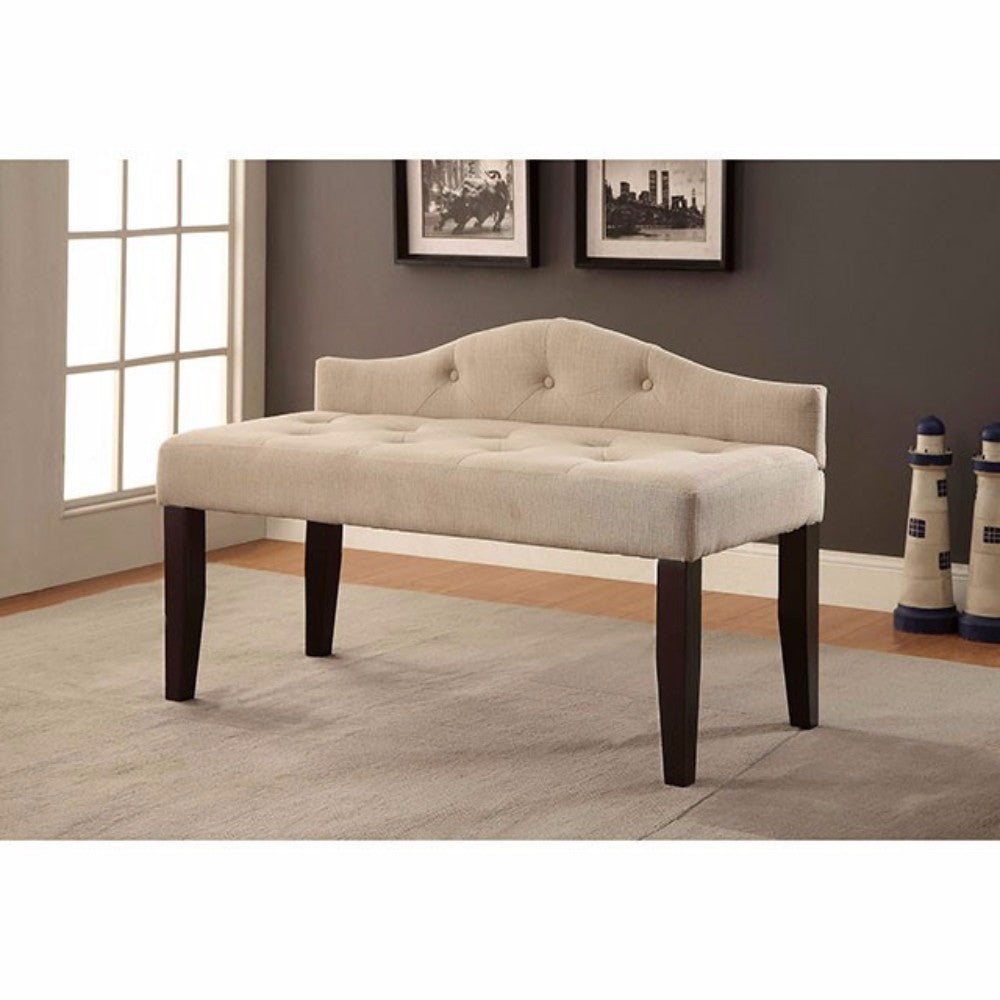 Alipaz Contemporary Small Bench, Ivory Finish