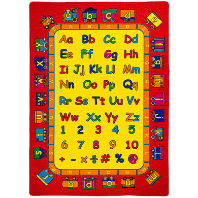 Abbey Contemporary Kids Area Rug Abc With non Slipping Gel Back, Red