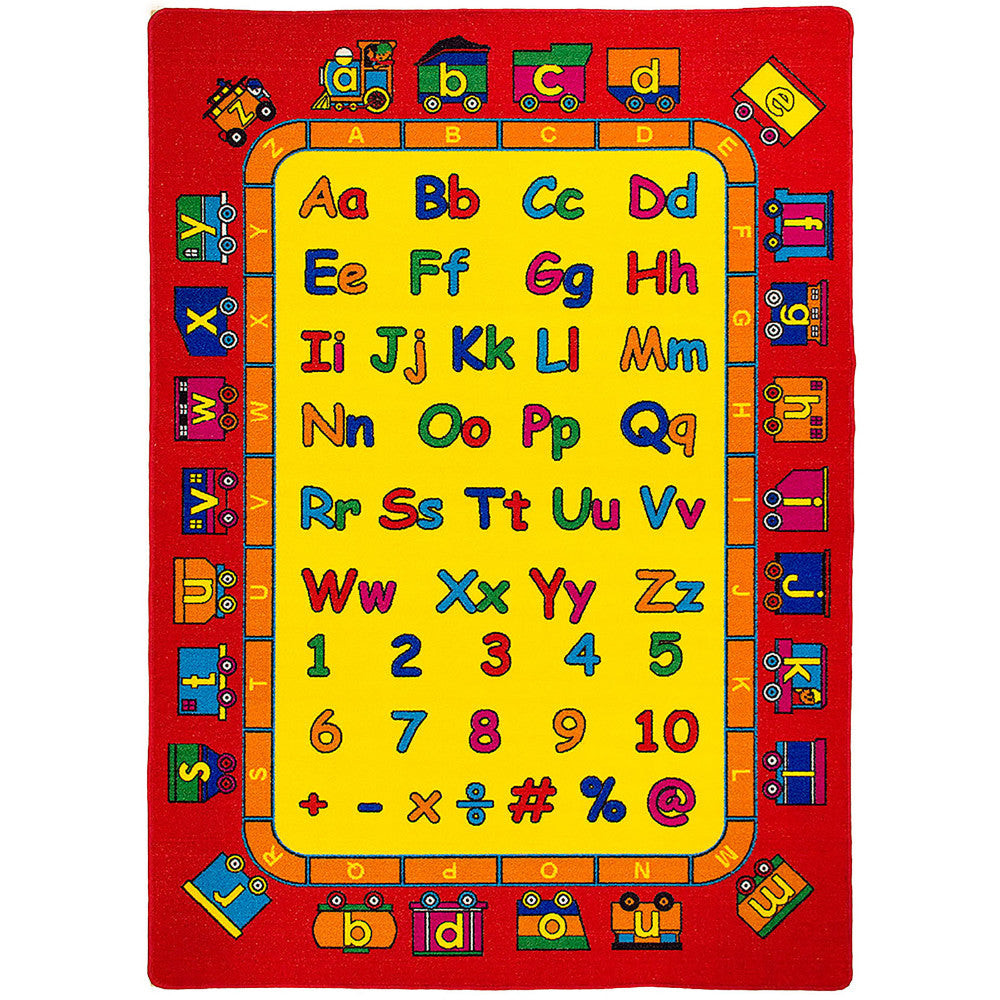 Abbey Contemporary Kids Area Rug Abc With non Slipping Gel Back, Red