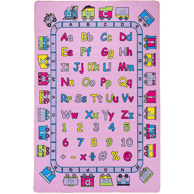 Abbey Contemporary Kids Area Rug Abc Fun Pink With non Slipping Gel Back, Pink