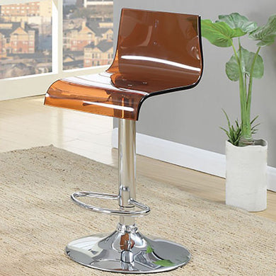 Trixy Contemporary Bar Chair In Brown Color Acrylic Seat, Set Of 2