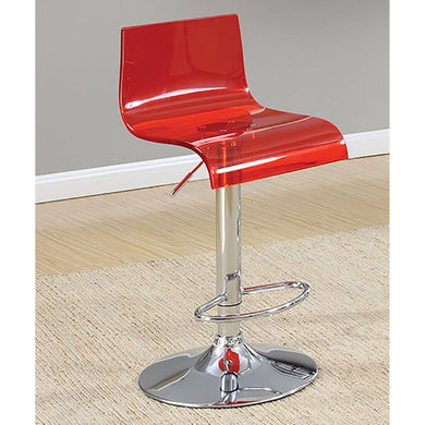 Trixy Contemporary Bar Chair In Red Color With Acrylic Seat, Set Of 2