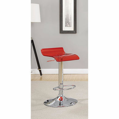 Trixy Contemporary Bar Chair In Red Color With Acrylic Seat, Set Of 2
