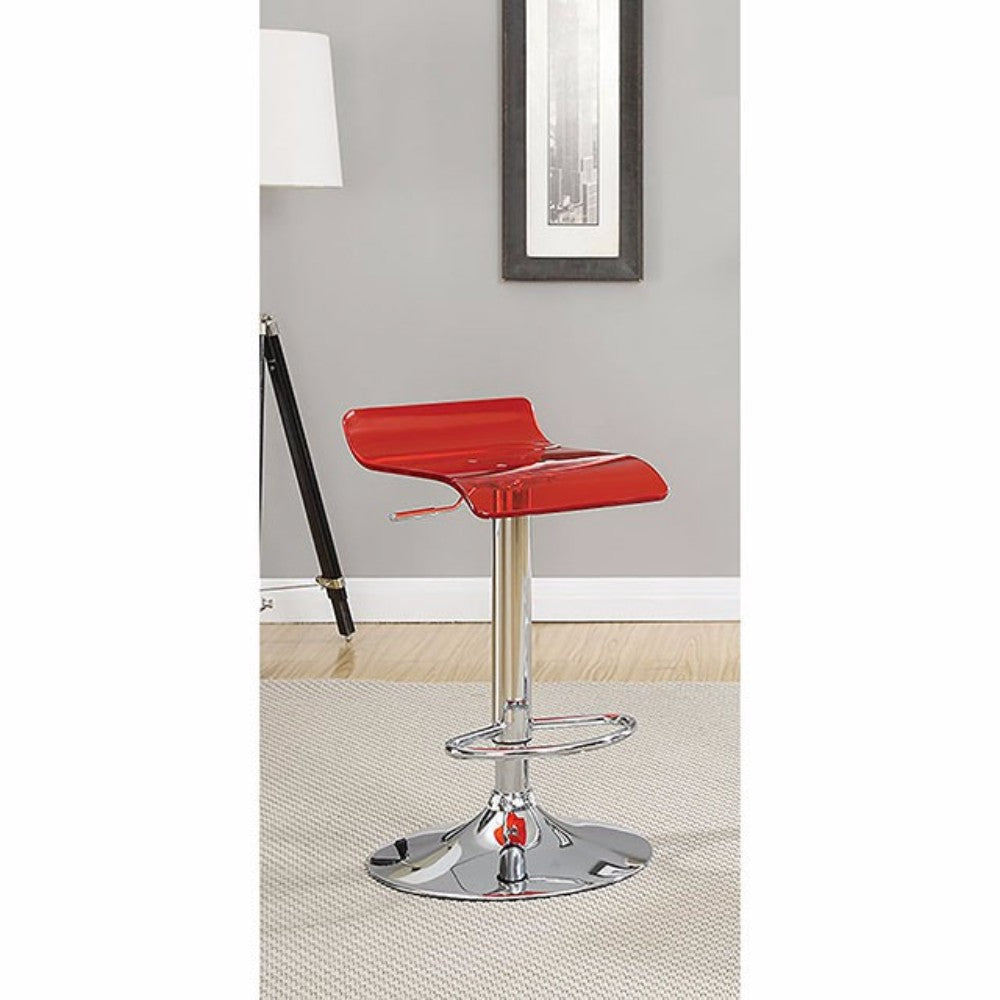 Trixy Contemporary Bar Chair In Red Color With Acrylic Seat, Set Of 2