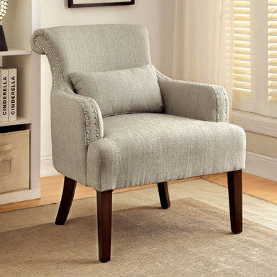 Agalva Contemporary Accent Chair Fabric, Beige Finish