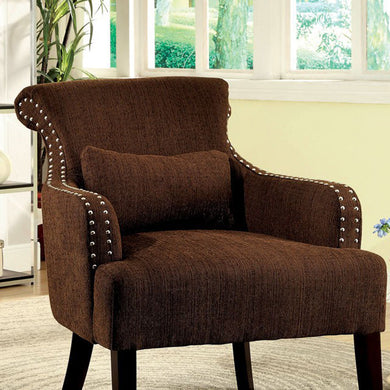 Agalva Contemporary Accent Chair Fabric, Brown Finish