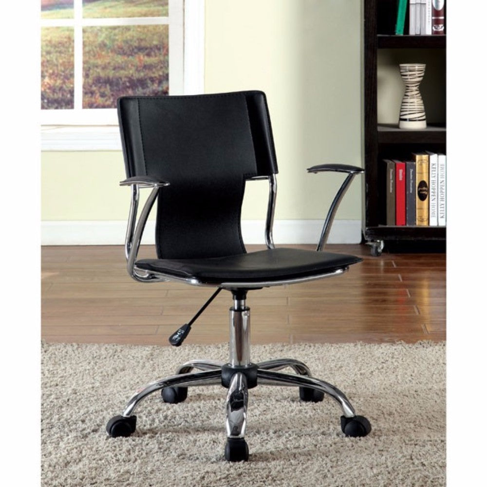 Zemin Contemporary Pvc Office Chair, Black Finish
