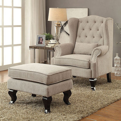Willow Traditional Leisure Chair With 1Pcs Pillow, Beige Finish