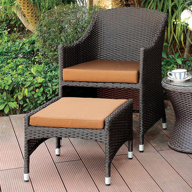 Almada Contemporary Arm Chair With Ottoman ,Brown And Espresso Finish