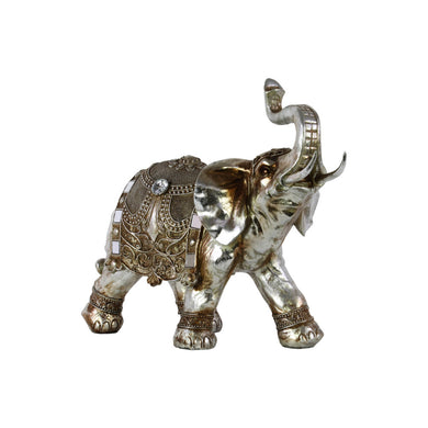 Walking Ceremonial Elephant Figurine with Raised Trunk - Silver-Benzara