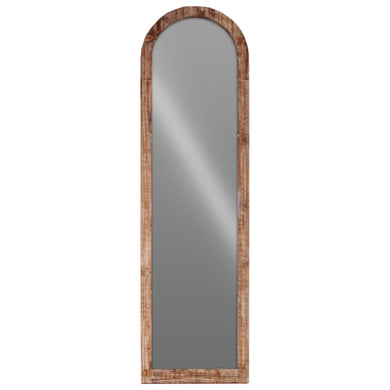 Wood Arched Floor Mirror -Brown- Benzara