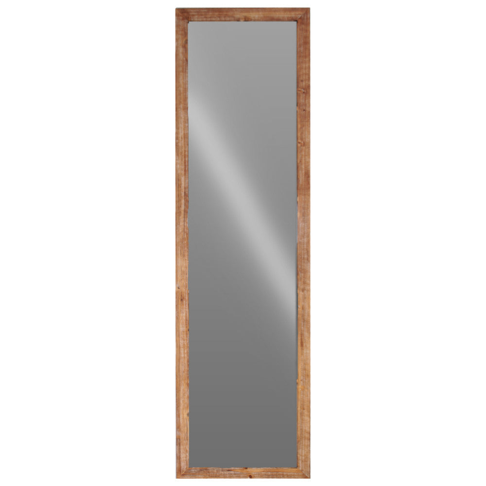 Wood Rectangular Floor Mirror -Brown- Benzara