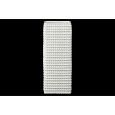 Tall elegant square vase, Dimpled Motif- White- Benzara