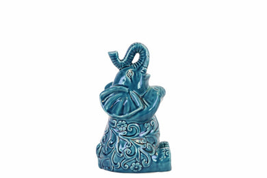 Trumpeting Elephant Figurine with Arms Crossed Small - Blue - Benzara