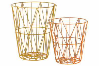 Tapered Basket with Interwoven Mesh Sides Set of Two Coated Finish - Benzara