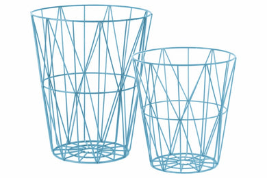 Tapered Basket with Interwoven Mesh Sides Set of Two Coated - Blue - Benzara
