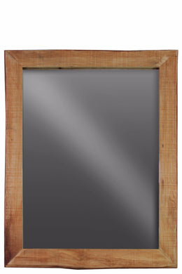 Wood Rectangular Wall Live Edge Mirror Large - Brown - Benzara