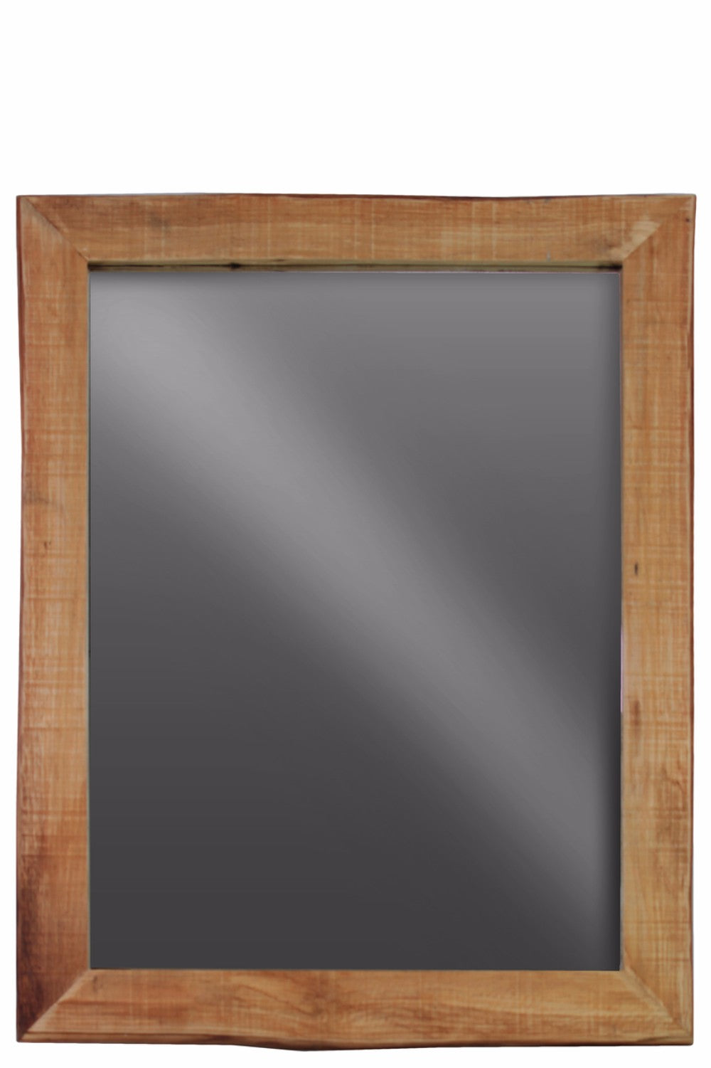 Wood Rectangular Wall Live Edge Mirror Large - Brown - Benzara