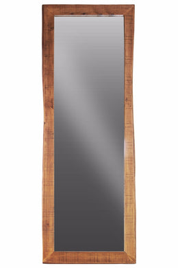 Wood Rectangular Wall Leaner Live Edge Mirror - Brown - Benzara