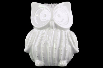 Truth Seeker Standing Owl Figurine- Large- White- Benzara