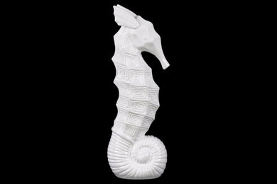 Well-designed Ceramic Seahorse Figurine- White- Benzara