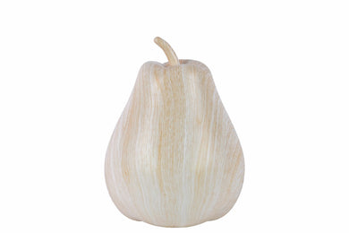 Wood Washed Finish Ceramic Pear Figurine - Medium - Brown - Benzara