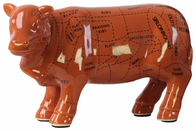 Amazingly Crafted Ceramic Beef Cut Chart Figurine- Brown- Benzara