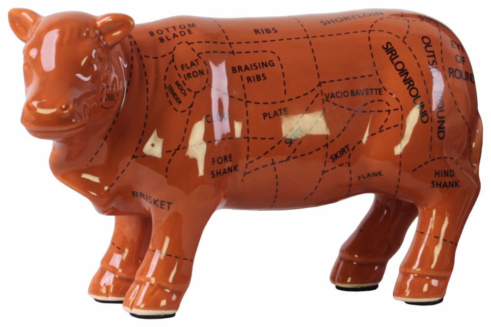 Amazingly Crafted Ceramic Beef Cut Chart Figurine- Brown- Benzara