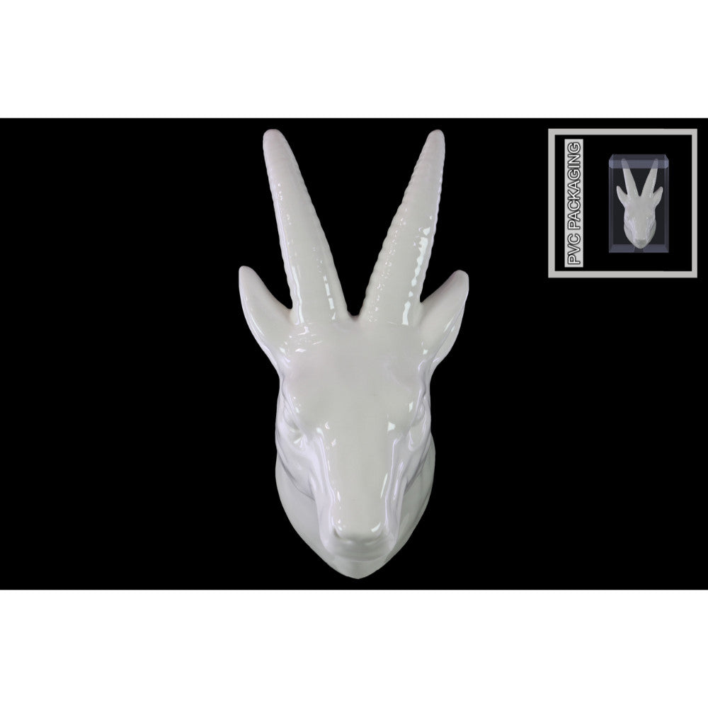 Antelope Head Wall decor Gloss Finish White - Benzara