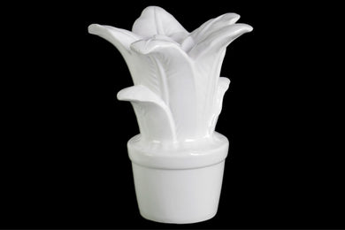 Adorning Ceramic Flower Figurine on Pot- White- Benzara