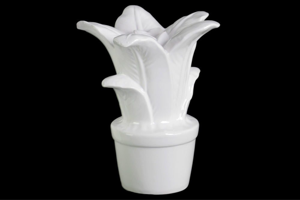 Adorning Ceramic Flower Figurine on Pot- White- Benzara