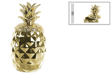 Alluring Ceramic Pineapple Canister- Gold- Benzara