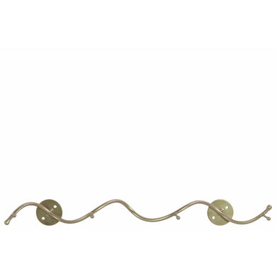 Wavy Metal Bar Wall Hanger with 4 Hooks- Gold- Benzara