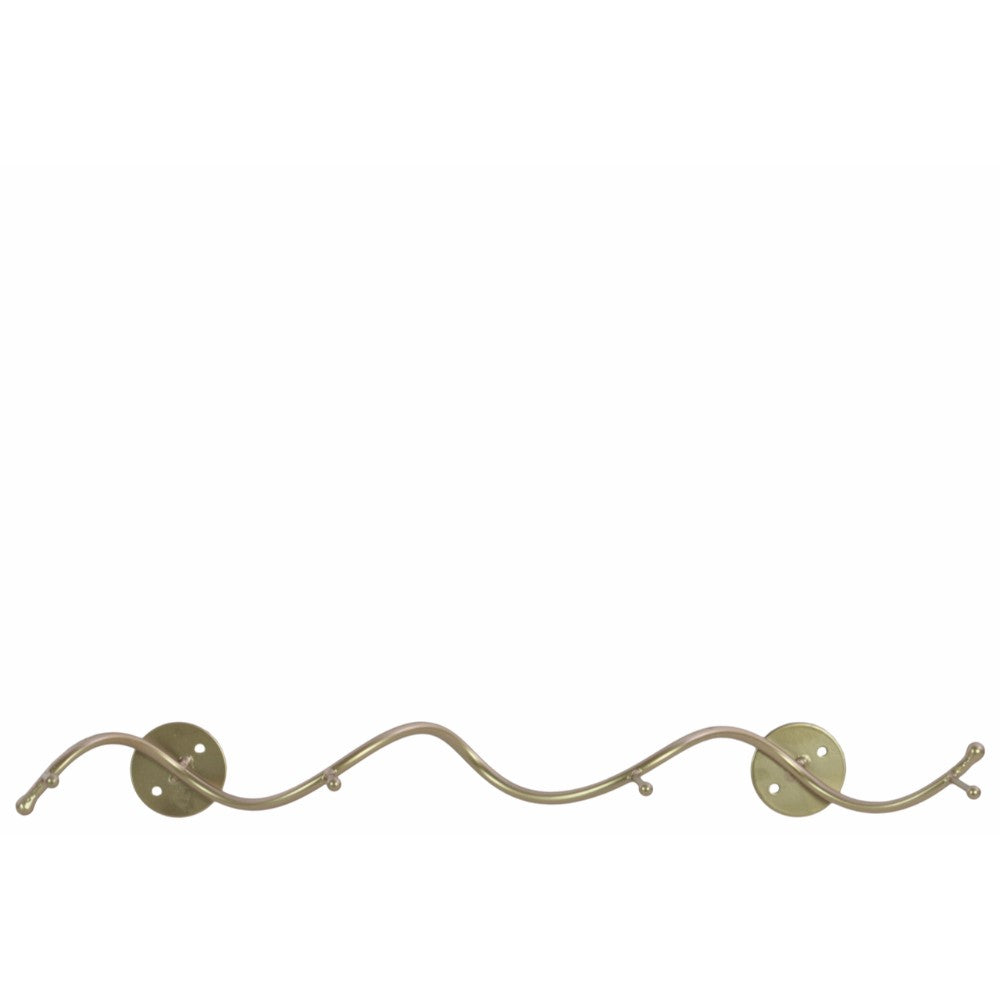 Wavy Metal Bar Wall Hanger with 4 Hooks- Gold- Benzara