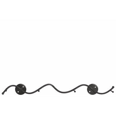 Wavy Metal Bar Wall Hanger with 4 Hooks- Gray- Benzara