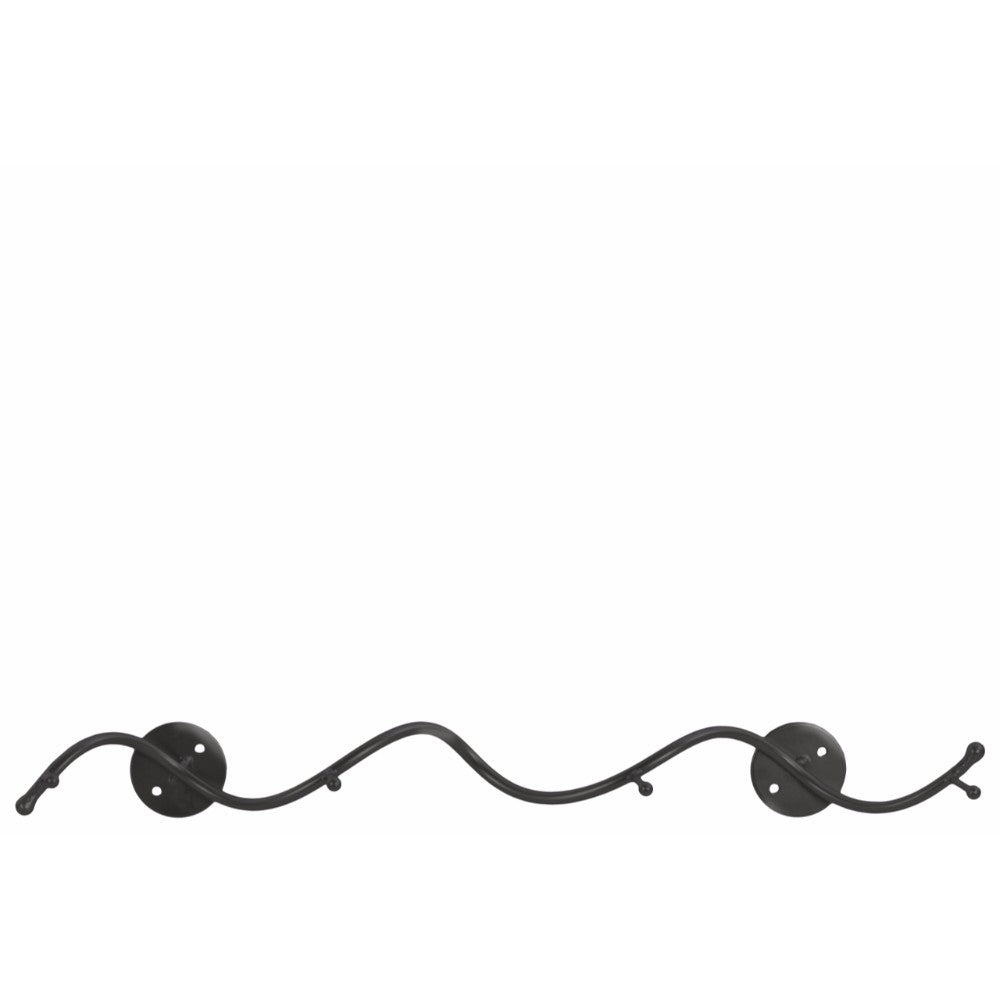 Wavy Metal Bar Wall Hanger with 4 Hooks- Gray- Benzara