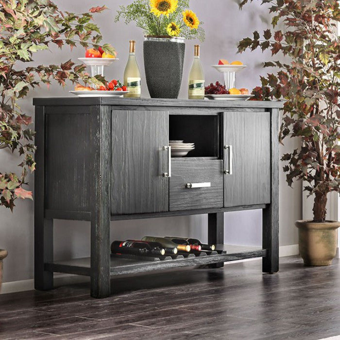 Thomaston I Transitional Style Server, Brushed Black Finish