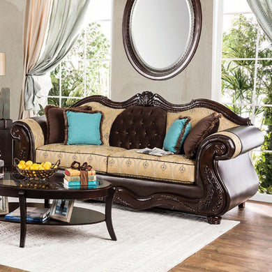 Wexford Grotesque Sofa Traditional Style, Beige & Brown