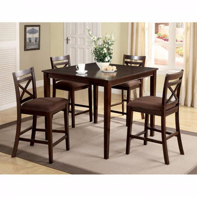 Weston I Dapper Five Counter Table Set, Transitional Style, Espresso