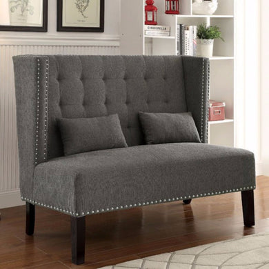Amora Traditional Style Mid-Century Comfy Love Seat, Gray