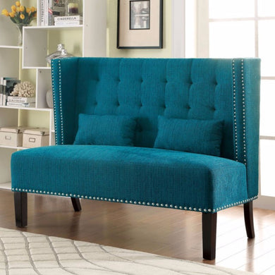 Amora Mid-Century Traditional Style Comfy Love Seat, Teal
