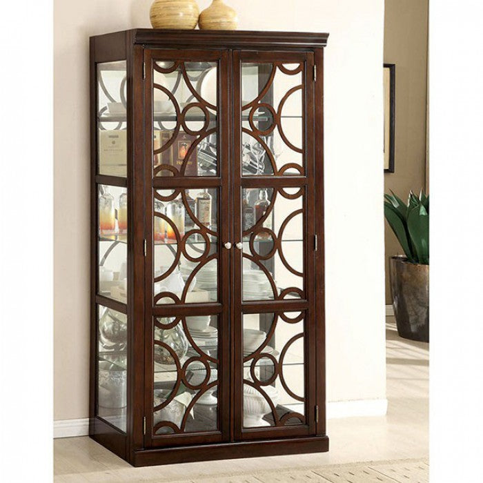 Woodmont Contemporary Style Curio, Walnut Finish