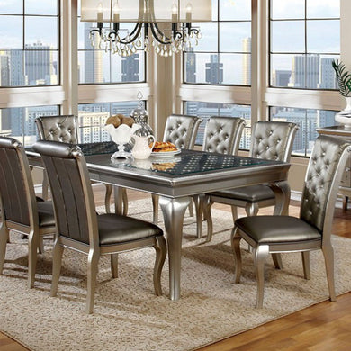Amina Contemporary Style Elegant Dining Table, Silver