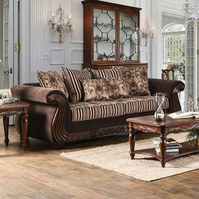 Thales Ratteling Traditional Style Sofa , Brown