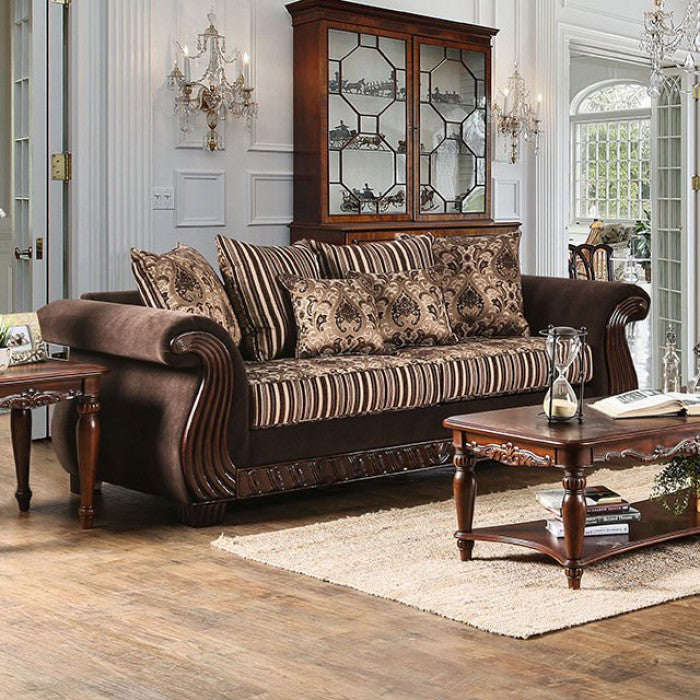 Thales Ratteling Traditional Style Sofa , Brown